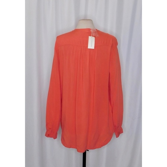 NWT!! SUNDANCE Mystic Falls Pleated Top Blouse Coral Pink Pleated Popover Boho L - Picture 7 of 12
